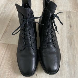 Paul green black leather combat boot